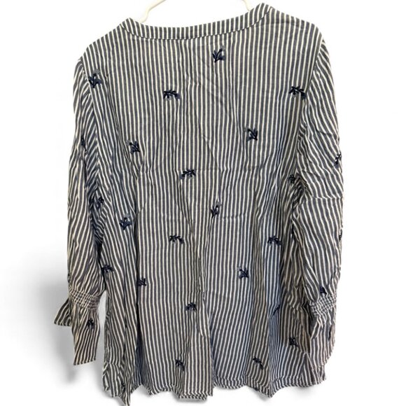 Westport Embroidered Palm Trees Button Down Striped Shirt Size 2X - Picture 2 of 3